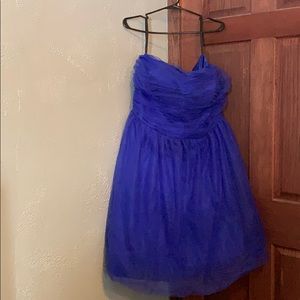 Blue strapless corset cocktail dress